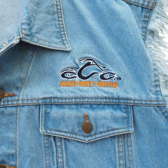 OCC Orange County Choppers Y2K Sleeveless Distressed Bikers Denim Vest Men's XL - Picture 4 of 8